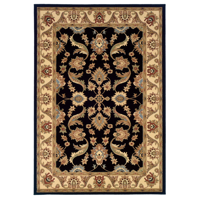 Charlton Home Rowena Persian Black/Cream Area Rug & Reviews Wayfair